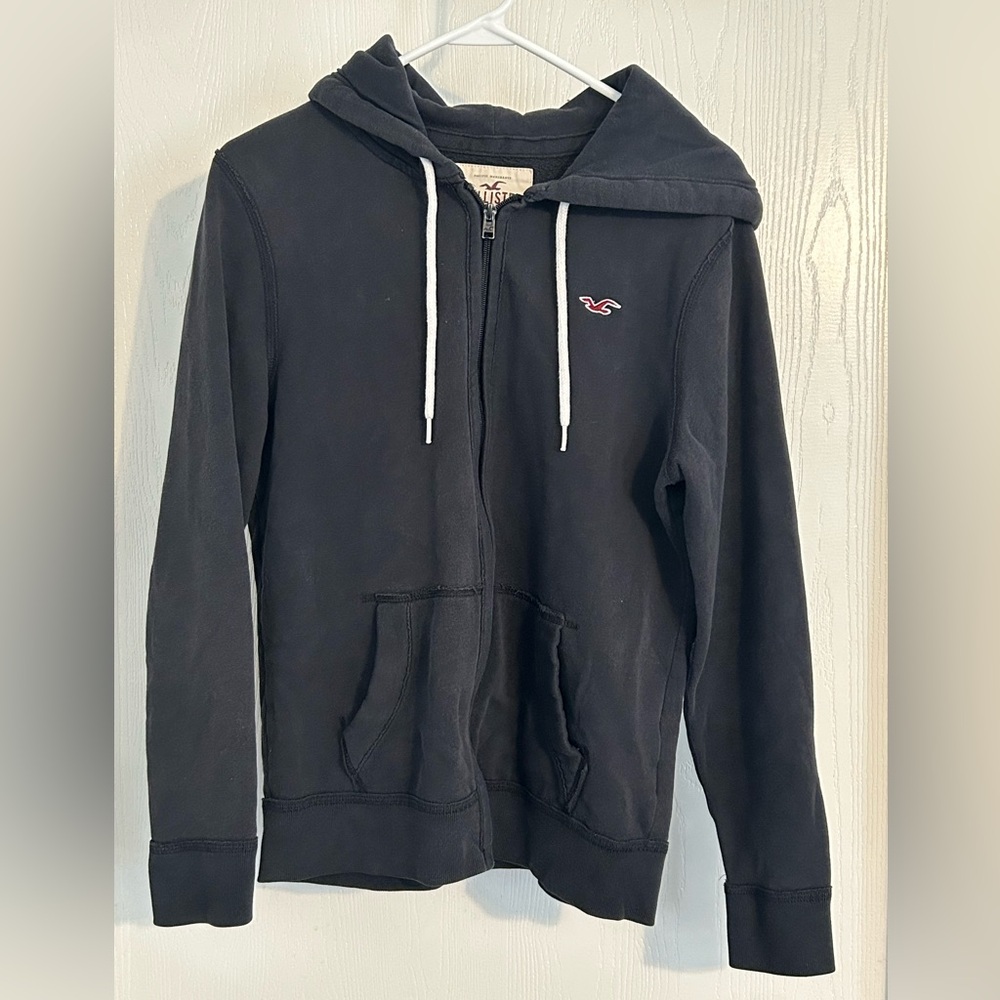 Hollister | Black Hoodie with Logo Patch | Size XS